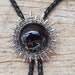 Black Agate Sun Bolo Tie: Silver-Plated Western Cowboy Necktie