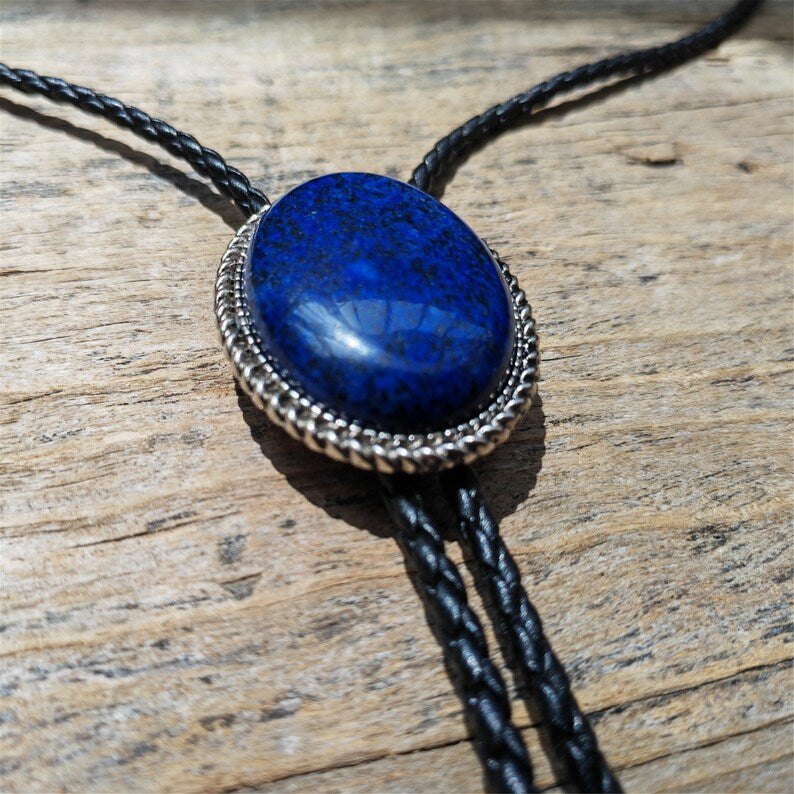 Lapis Lazuli Bolo Tie: Western Cowboy Silver