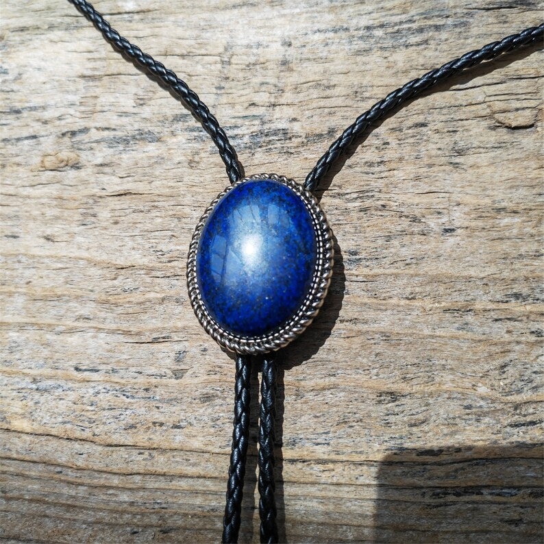 Lapis Lazuli Bolo Tie: Western Cowboy Silver