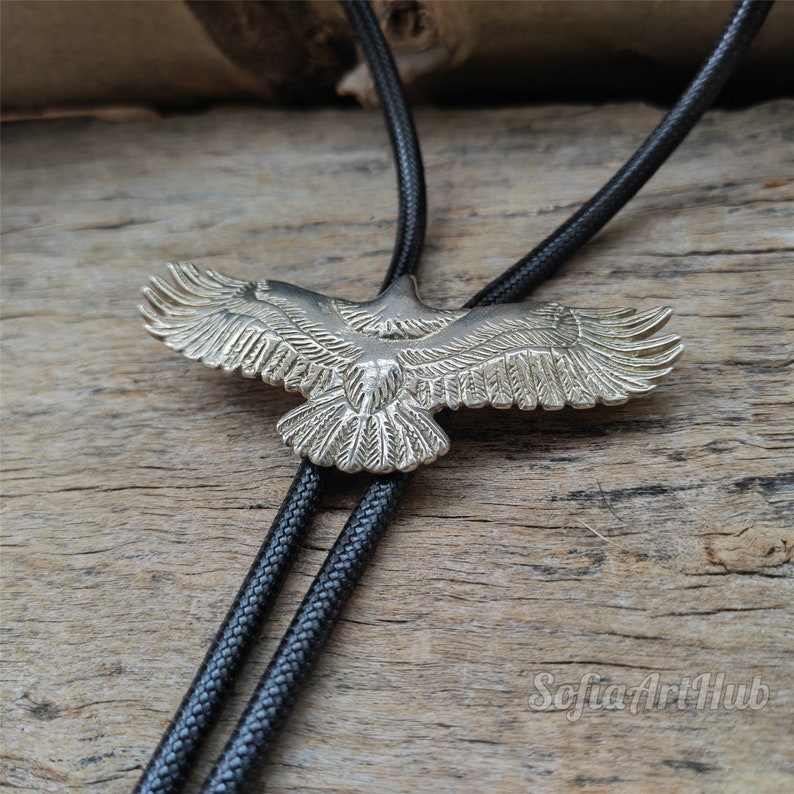 Silver Flying Eagle Bola Bolo Tie