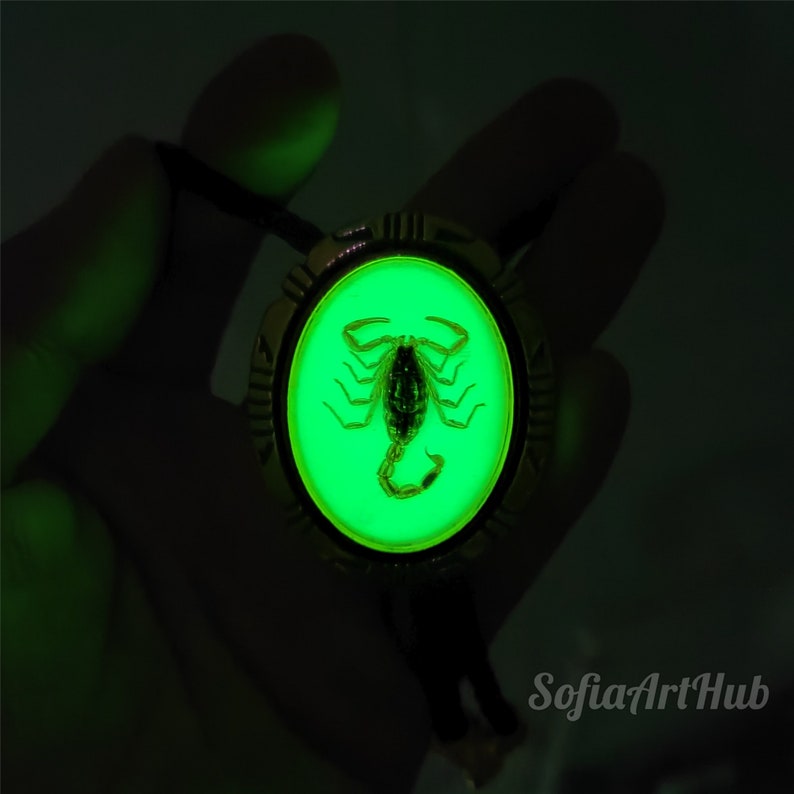 Luminous Scorpion Bolo Tie: Silver