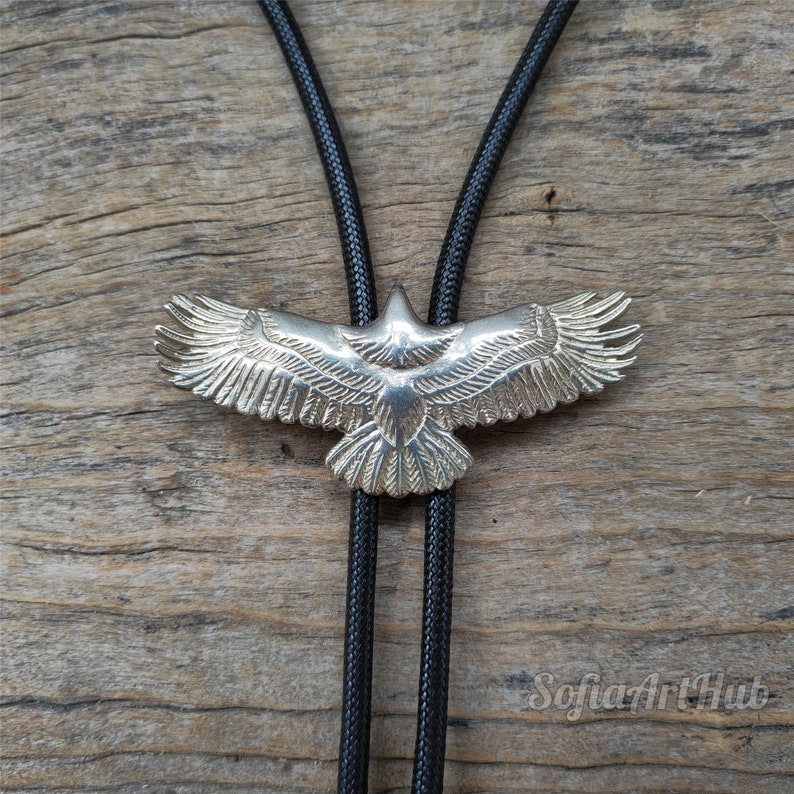 Silver Flying Eagle Bola Bolo Tie