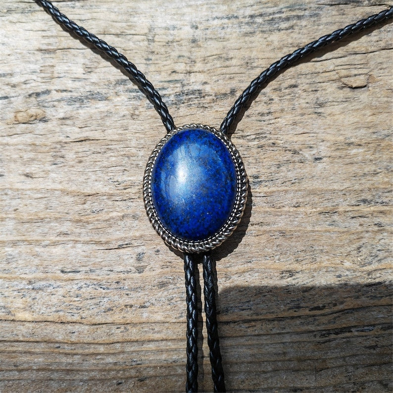 Lapis Lazuli Bolo Tie: Western Cowboy Silver