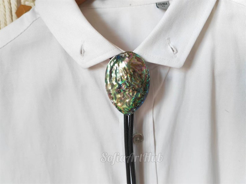 Abalone Bolo Tie: Silver