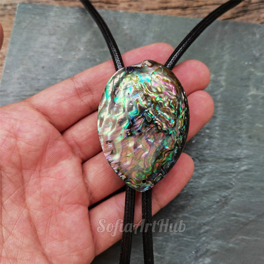 Abalone Bolo Tie: Silver