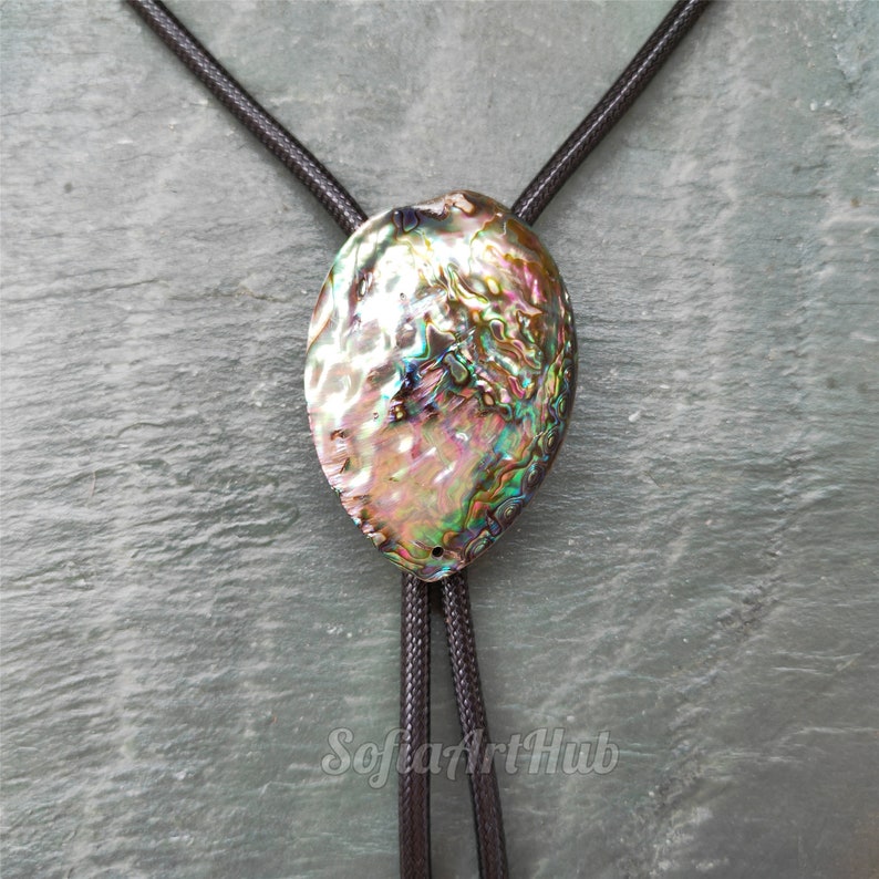 Abalone Bolo Tie: Silver