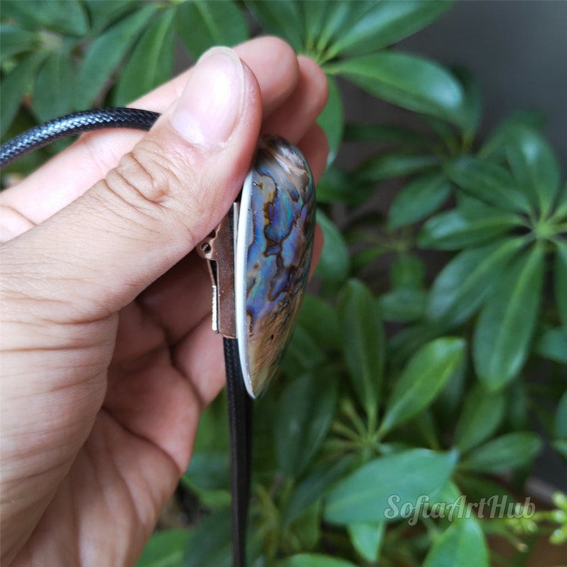 Abalone Bolo Tie: Silver