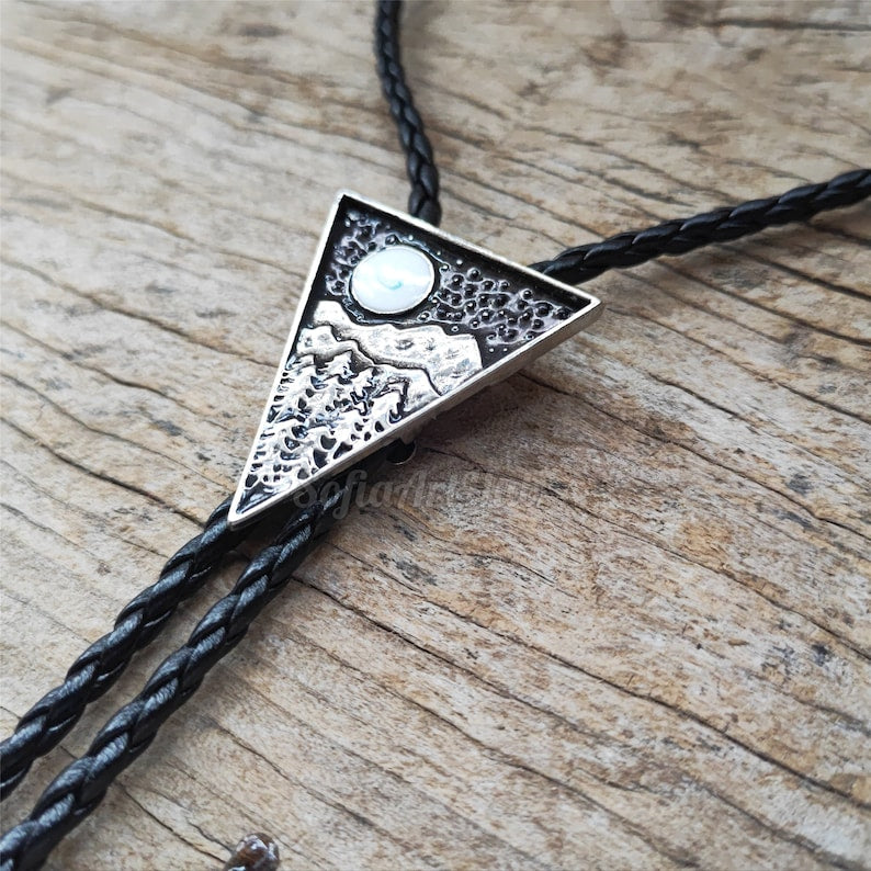 Moon, Tree, Mountain Bola Bolo Tie