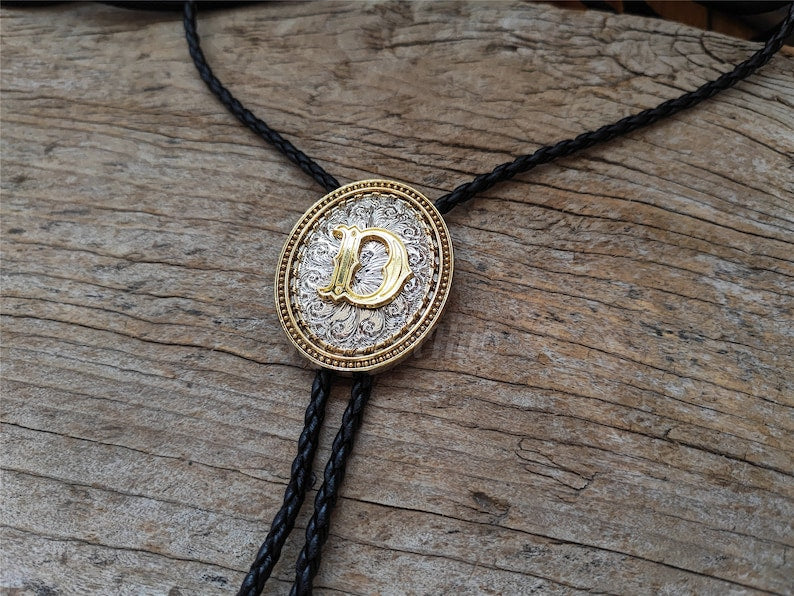 Golden Letters Alphabet A to Z Bola Bolo Tie