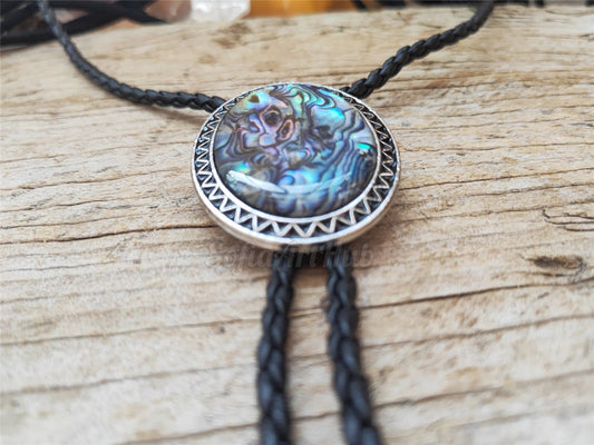 Giant Natural Abalone Shell Bola Bolo Tie