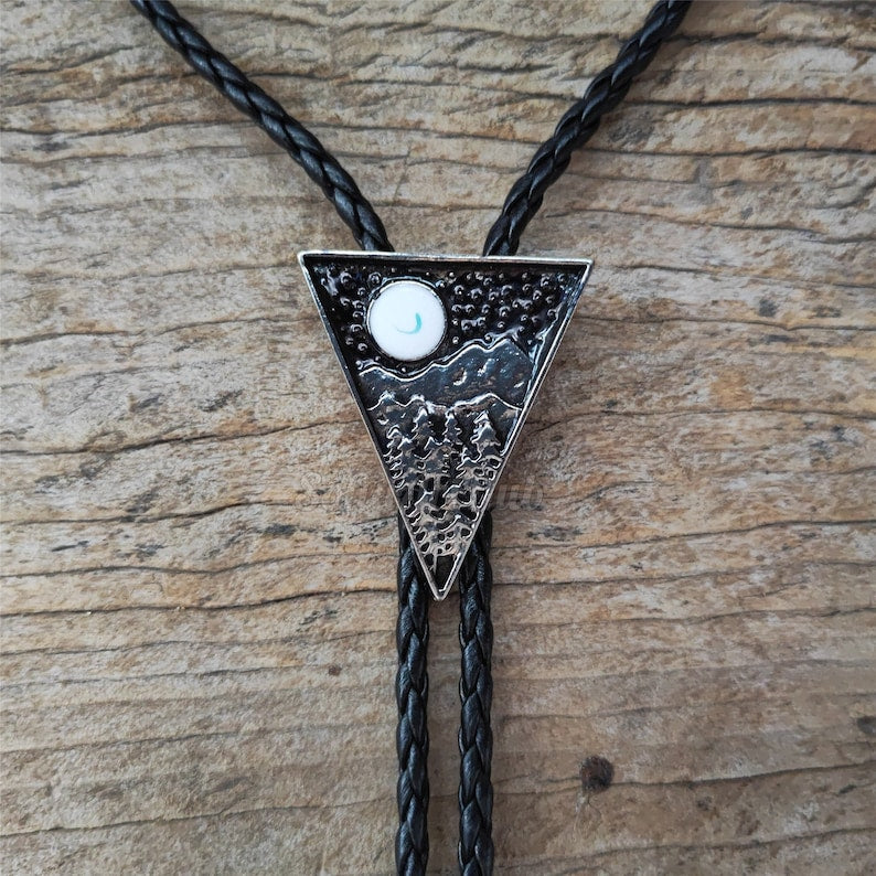 Moon, Tree, Mountain Bola Bolo Tie