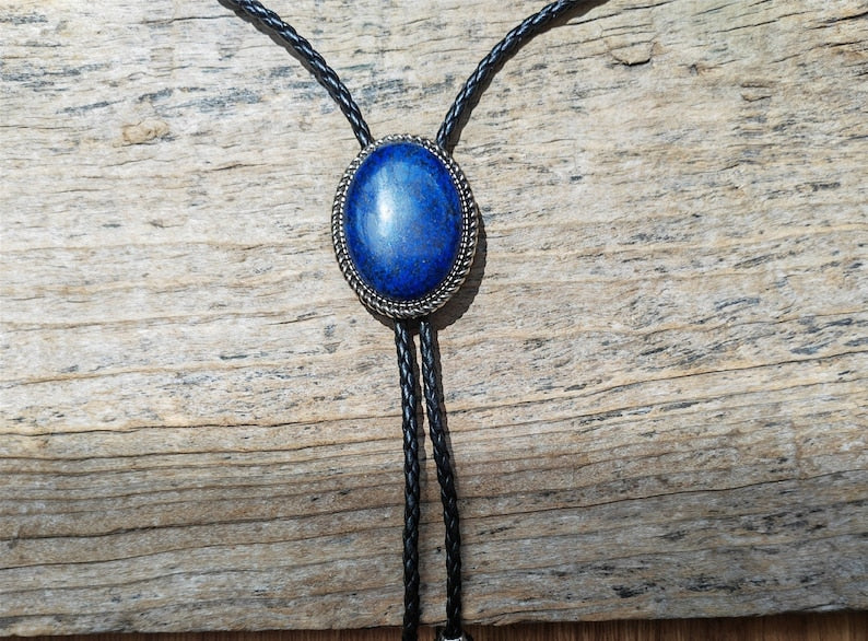 Lapis Lazuli Bolo Tie: Western Cowboy Silver