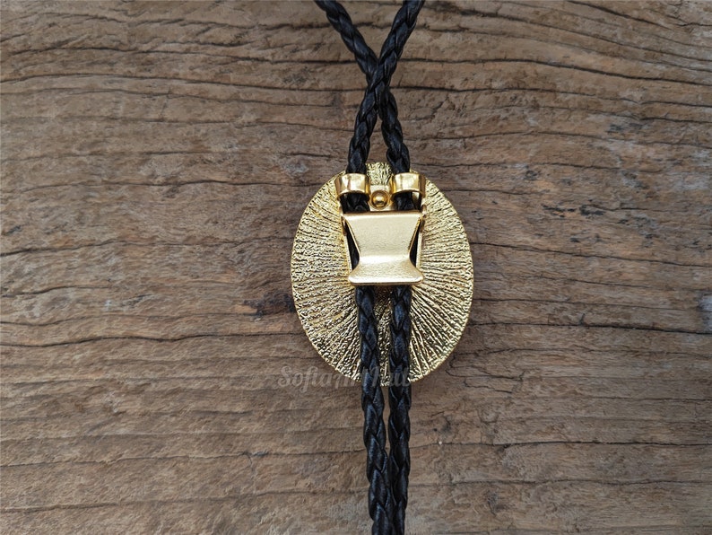 Abalone Shell Bolo Tie: Golden Western Cowboy Necktie