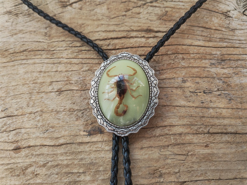 Blue Real Scorpion Bola Bolo Tie