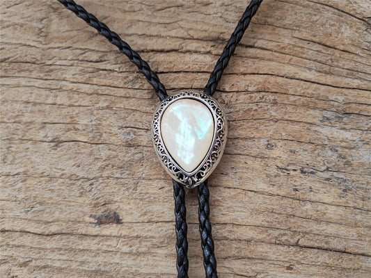 Water Drop Mother of Pearl Bola Bolo Tie