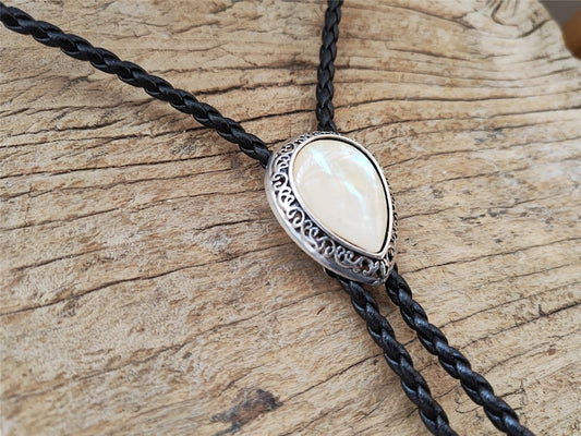 Water Drop Mother of Pearl Bola Bolo Tie