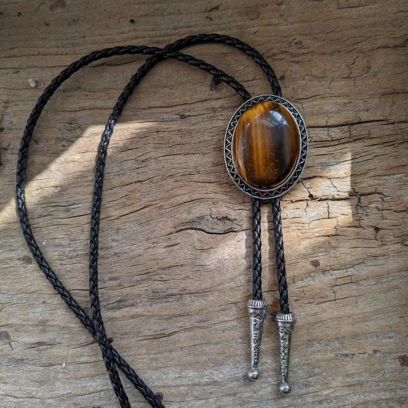 Tiger's Eye Bolo Tie: Silver
