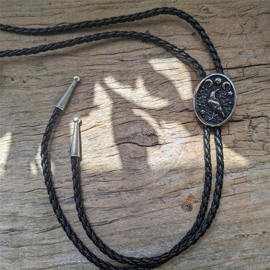Crow & Moon Bolo Tie