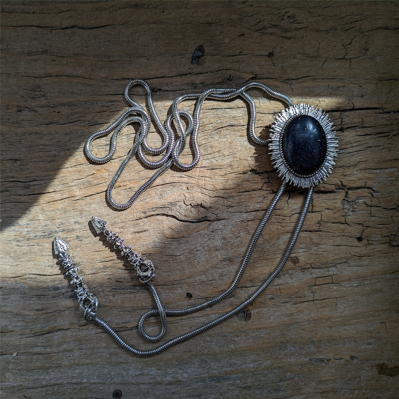 Dark Blue Sandstone Agate Bolo Tie