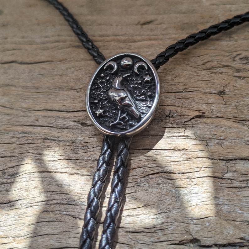 Crow & Moon Bolo Tie