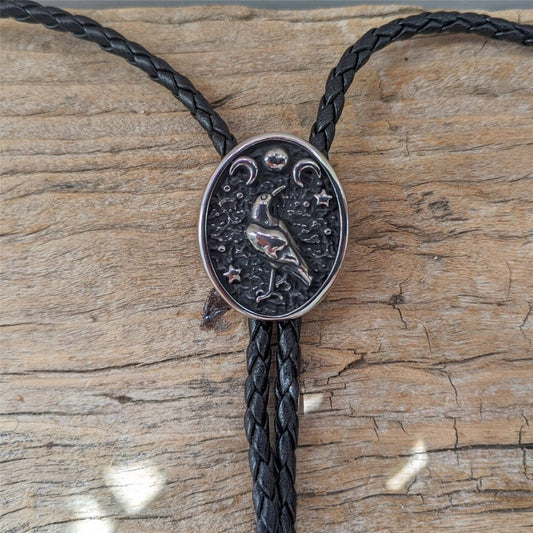 Crow & Moon Bolo Tie