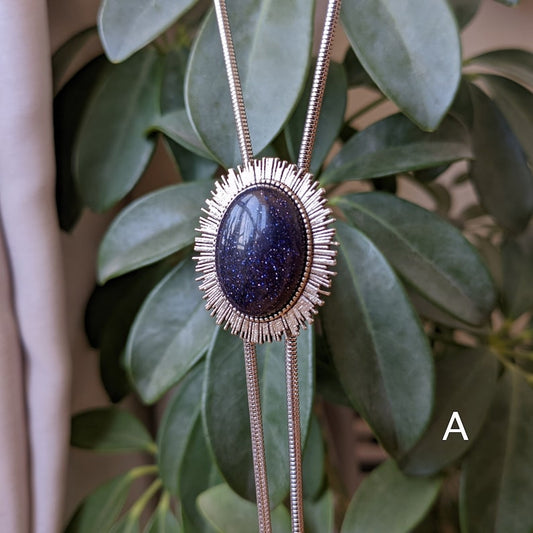 Dark Blue Sandstone Agate Bolo Tie