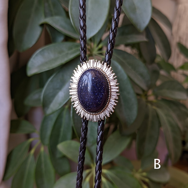 Dark Blue Sandstone Agate Bolo Tie