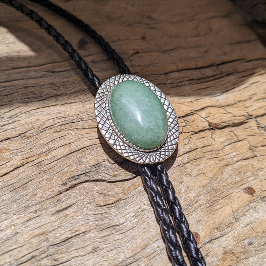 Real Jade Bolo Tie: Silver
