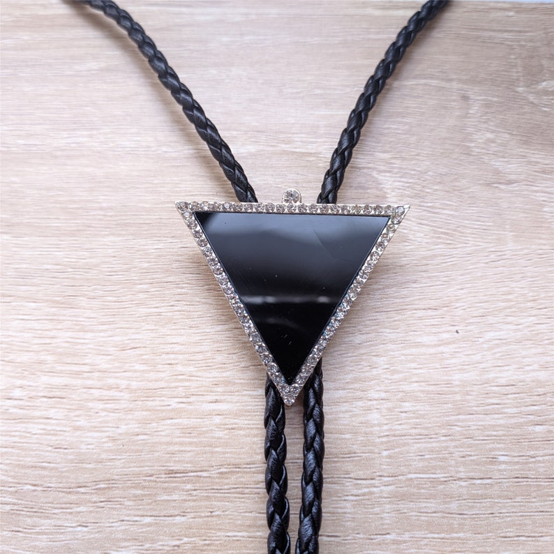 Black Triangle Bolo Tie: Silver