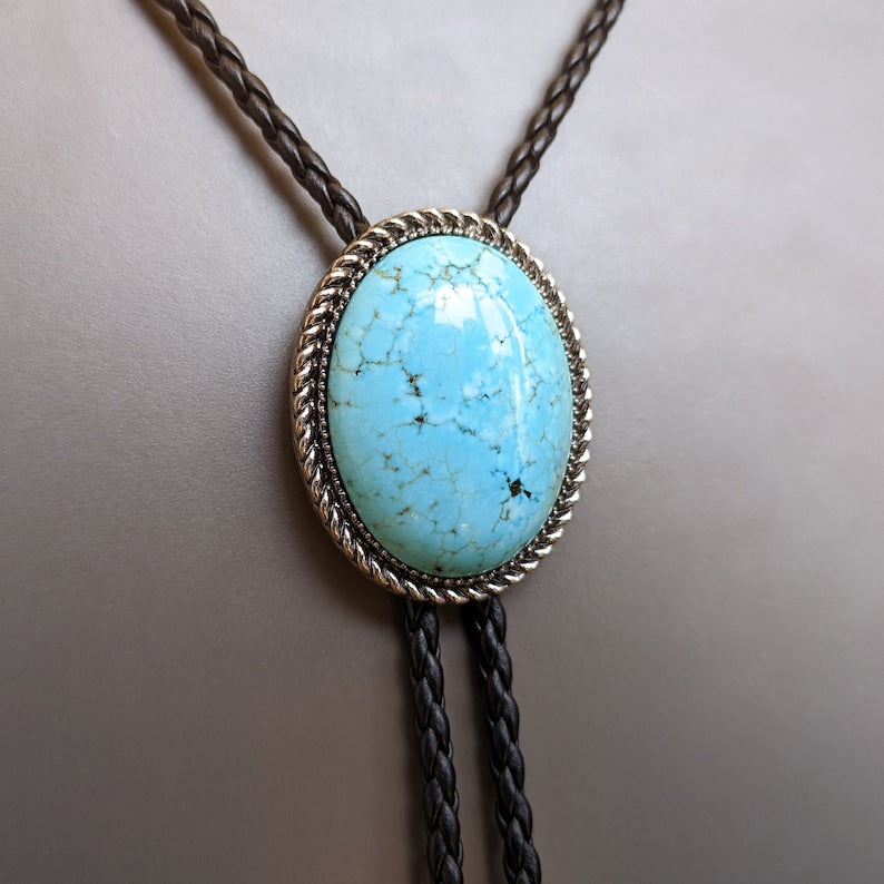 Natural Turquoise Bola Bolo Tie