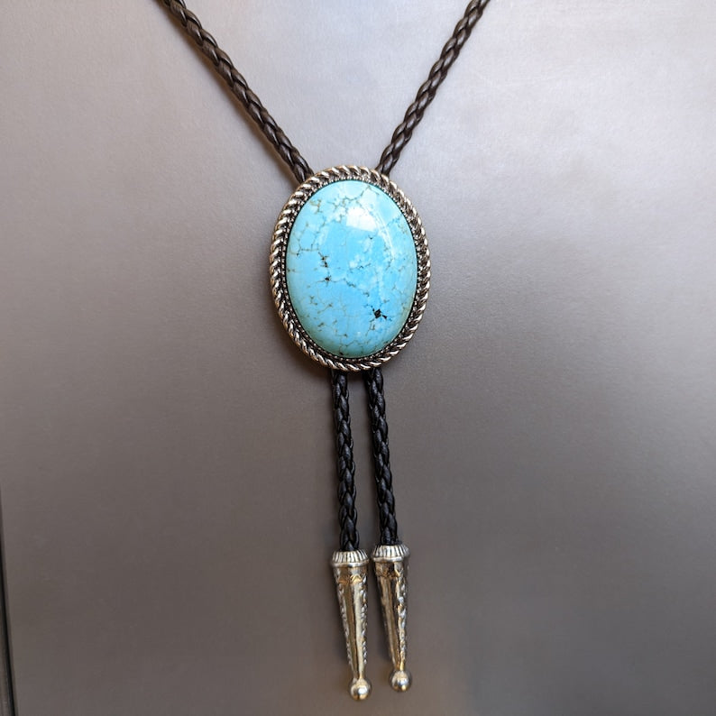 Natural Turquoise Bola Bolo Tie