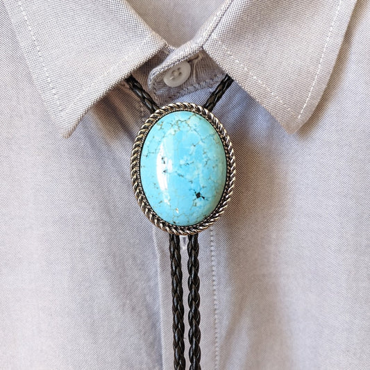 Natural Turquoise Bola Bolo Tie