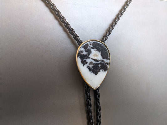 Rock Face Bolo Tie: Western Cowboy PU Leather Necklace