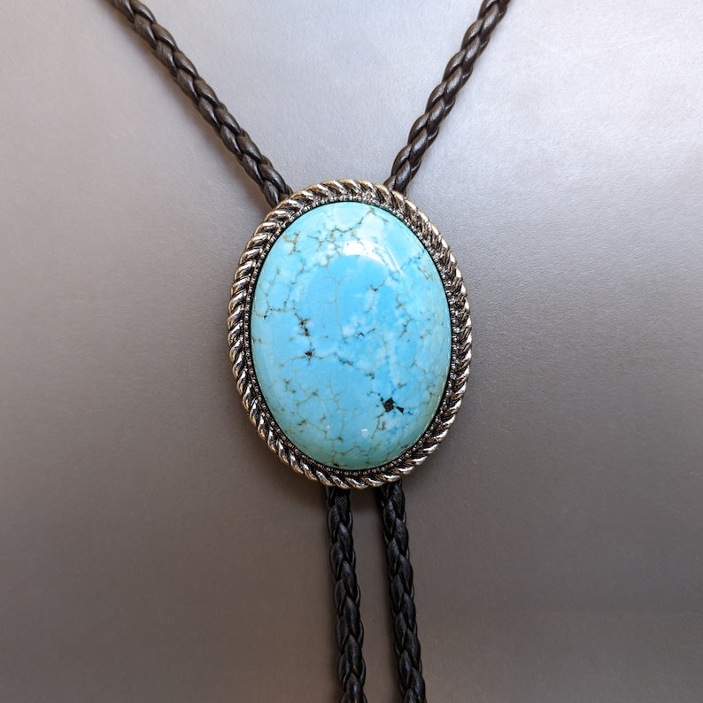 Natural Turquoise Bola Bolo Tie