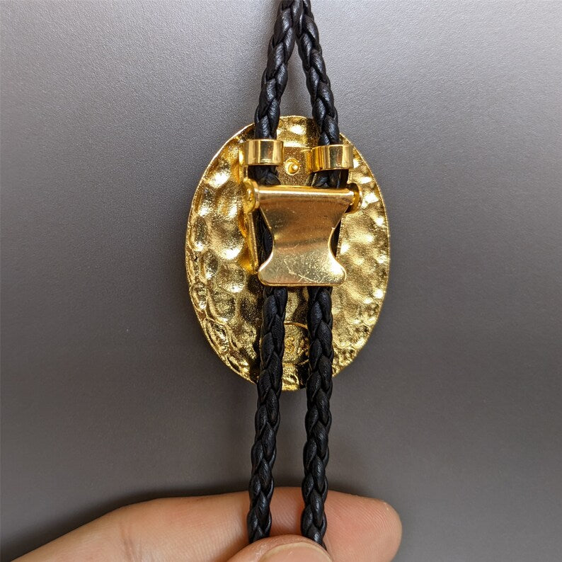 Orange Stone Bolo Tie: Silver-Plated Western Cowboy Necktie