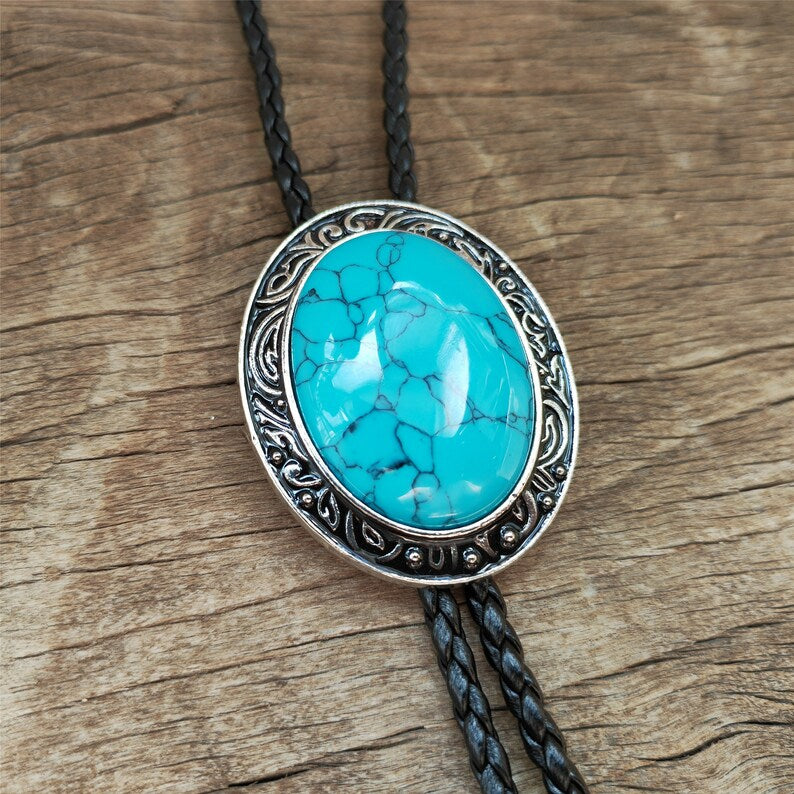 Turquoise Bolo Tie: Silver