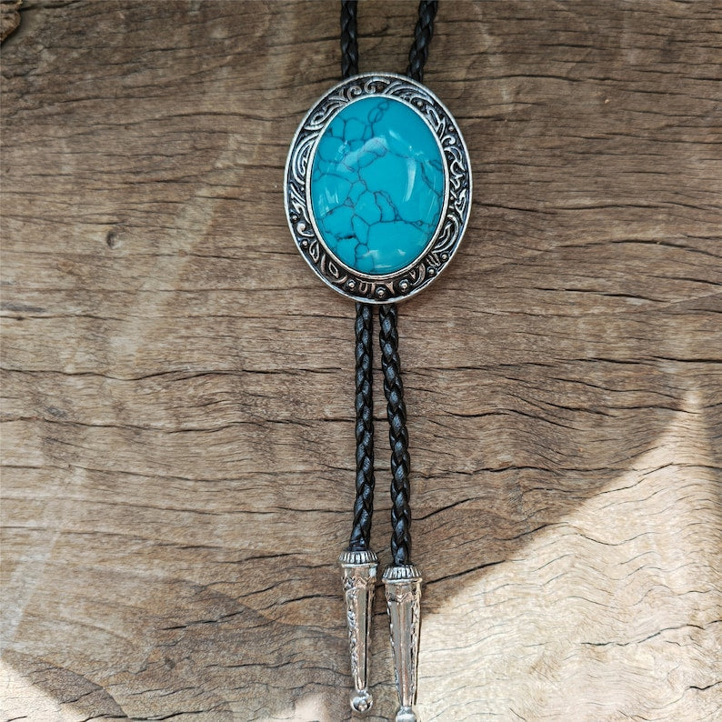 Turquoise Bolo Tie: Silver