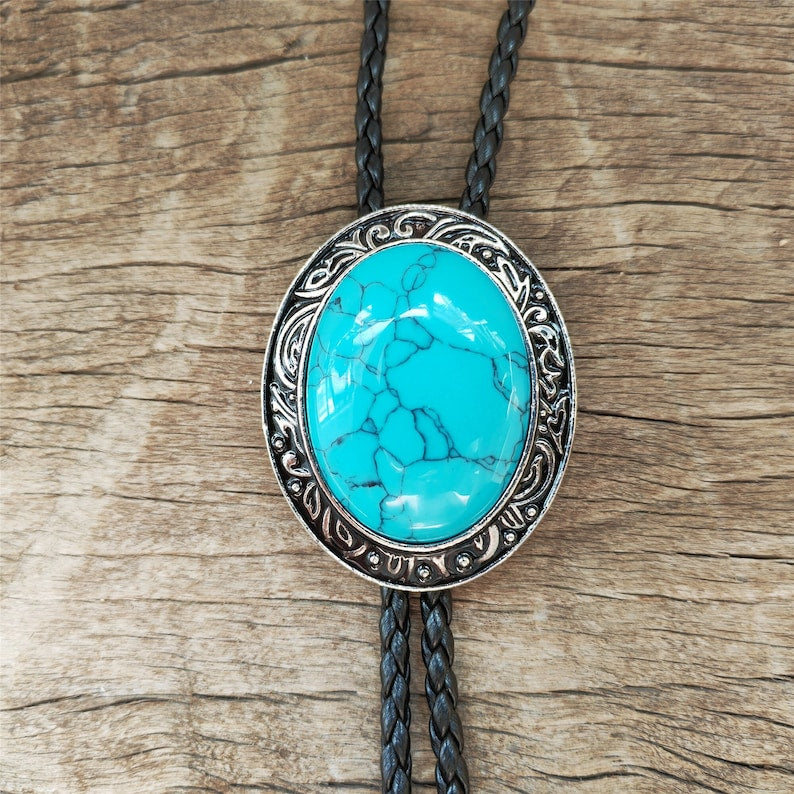 Turquoise Bolo Tie: Silver