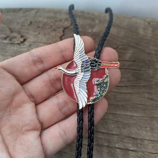 Chinese Style Red-crowned Crane Bola Bolo Tie