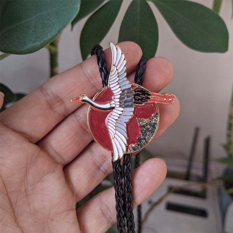 Chinese Style Red-crowned Crane Bola Bolo Tie