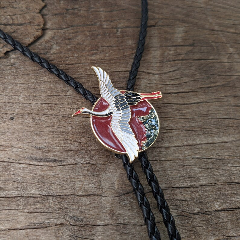 Chinese Style Red-crowned Crane Bola Bolo Tie