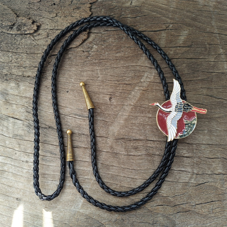 Chinese Style Red-crowned Crane Bola Bolo Tie