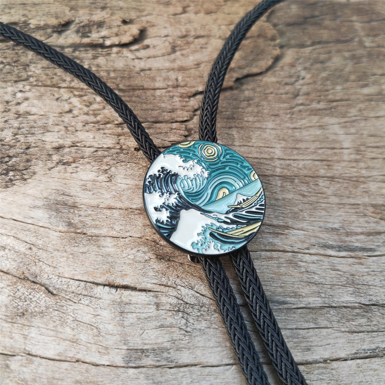 Ukiyoe Sea Waves Bolo Tie