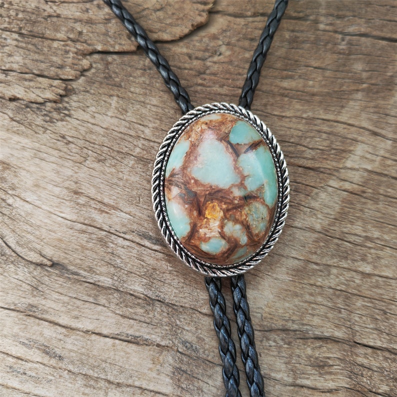 Green Jasper Bolo Tie: Silver