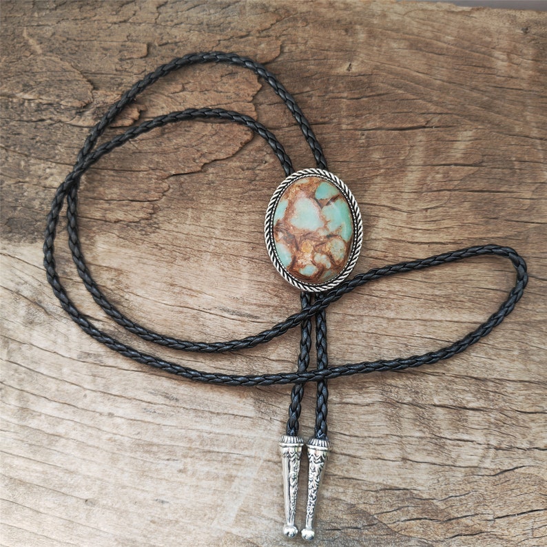 Green Jasper Bolo Tie: Silver