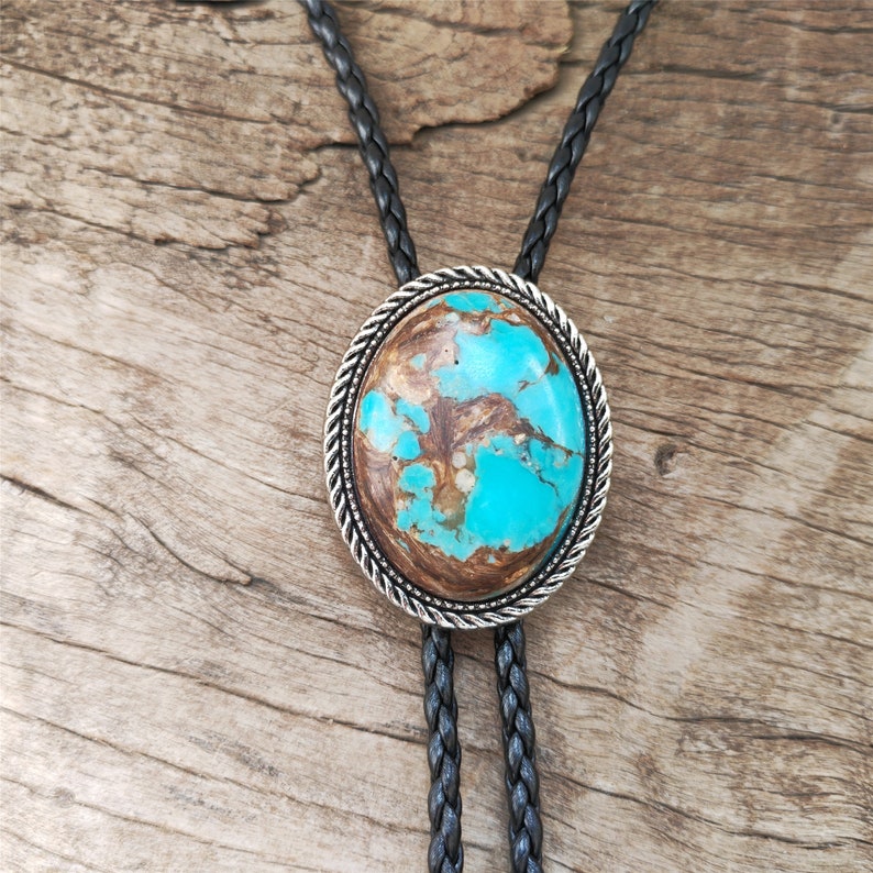 Blue Jasper Bolo Tie: Silver