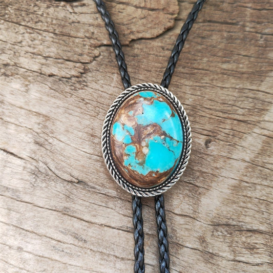 Blue Jasper Bolo Tie: Silver