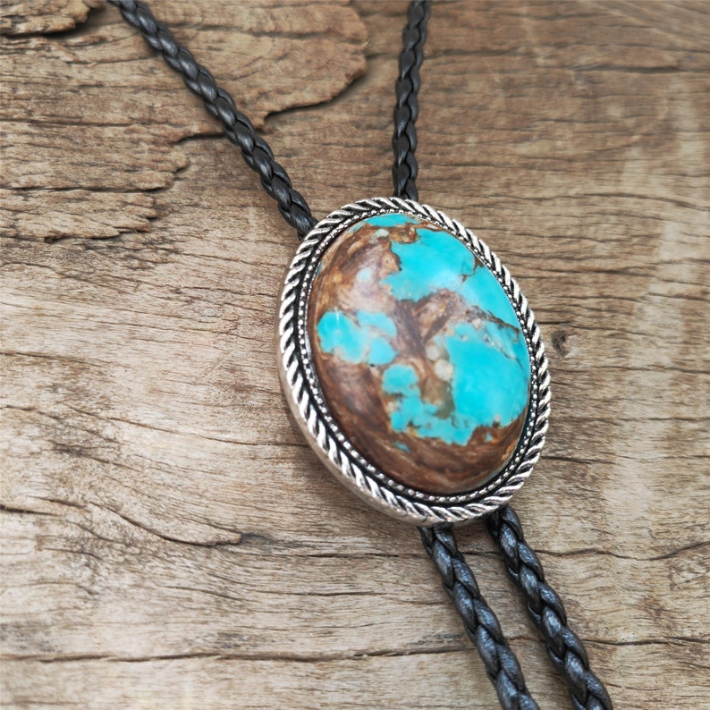 Blue Jasper Bolo Tie: Silver