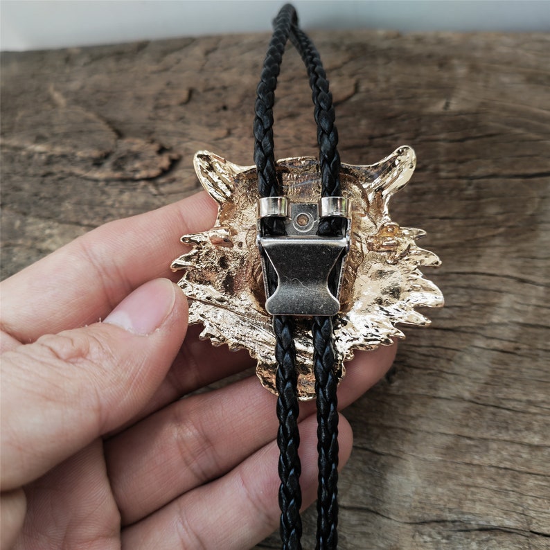 Gold Diamond Tiger Head Bola Bolo Tie Wedding Necklace