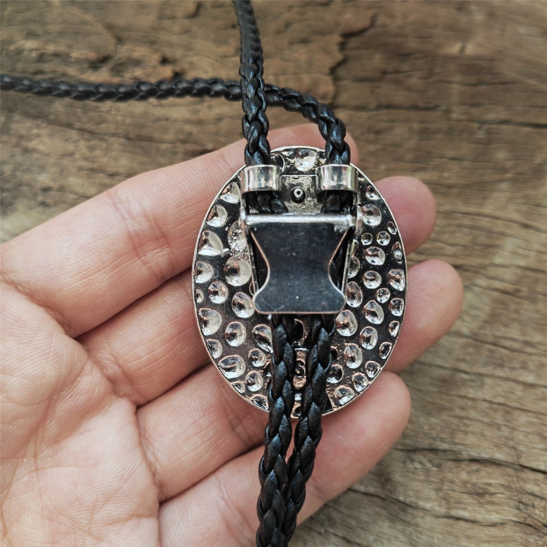Brown Blue Jasper Bolo Tie: Silver